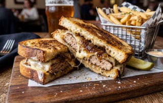 Turkey Patty Melt served with fries and drink